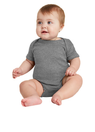 Rabbit Skins™ Infant Short Sleeve Baby Rib Bodysuit. RS4400 - Granite Heather | Rabbit Skins