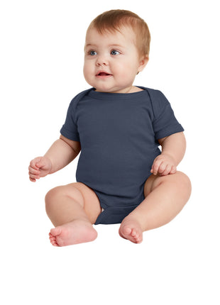 Rabbit Skins™ Infant Short Sleeve Baby Rib Bodysuit. RS4400 - Navy | Rabbit Skins