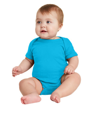 Rabbit Skins™ Infant Short Sleeve Baby Rib Bodysuit. RS4400 - Turquoise | Rabbit Skins