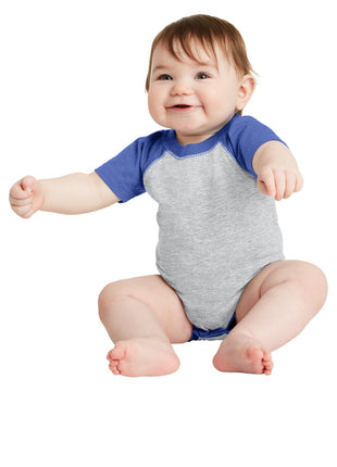 Rabbit Skins™ Infant Baseball Fine Jersey Bodysuit. RS4430 - Vintage Heather/ Vintage Royal | Rabbit Skins