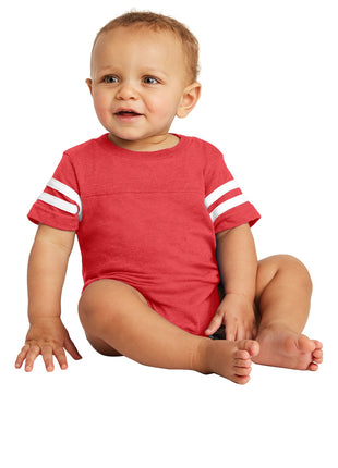 Rabbit Skins™ Infant Football Fine Jersey Bodysuit. RS4437 - Vintage Red/ Blended White | Rabbit Skins