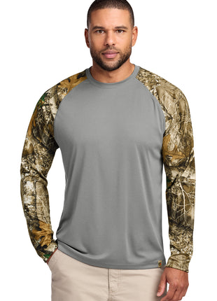Russell Outdoors™ Realtree® Colorblock Performance Long Sleeve Tee RU151LS - Grey Concrete Heather/ Realtree Edge | Russell Outdoors