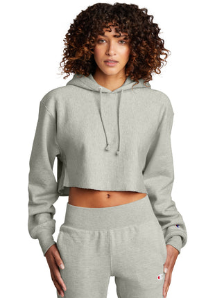 Champion ®  Women's Reverse Weave ®  Cropped Cut-Off Hooded Sweatshirt RW01W - Oxford Grey | Champion