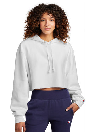 Champion ®  Women's Reverse Weave ®  Cropped Cut-Off Hooded Sweatshirt RW01W - White | Champion