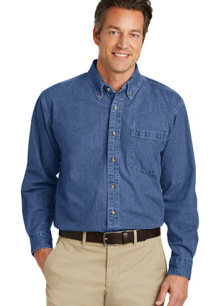 Port Authority® Heavyweight Denim Shirt. S100 - Dark Blue Stonewashed | Port Authority