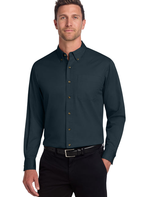 Port Authority® Long Sleeve Twill Shirt.  S600T - Classic Navy | Port Authority