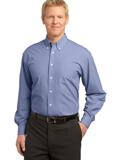 Port Authority® Plaid Pattern Easy Care Shirt. S639 - Navy | Port Authority