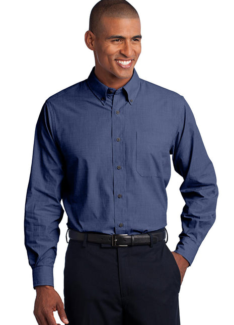Port Authority® Crosshatch Easy Care Shirt. S640 - Deep Blue | Port Authority