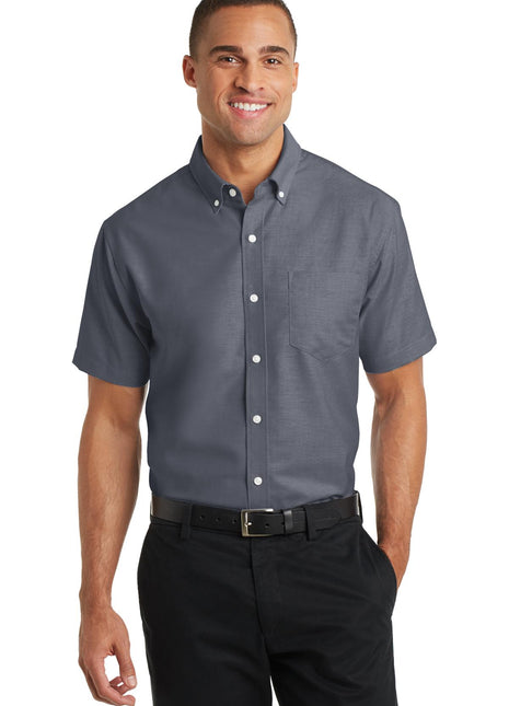 Port Authority® Short Sleeve SuperPro™ Oxford Shirt. S659 - Black | Port Authority