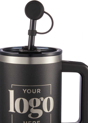 Recycled Silicone Straw Topper - Black | PromoEO