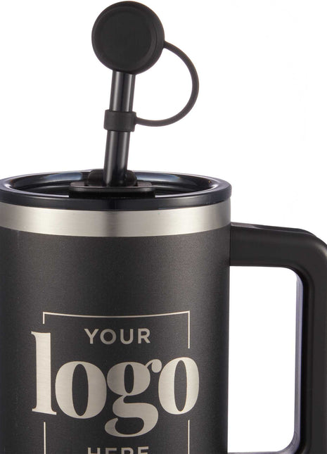 Recycled Silicone Straw Topper - Black | PromoEO