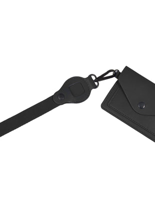 Recycled Wrist Lanyard with Card Holder - Black | PromoEO