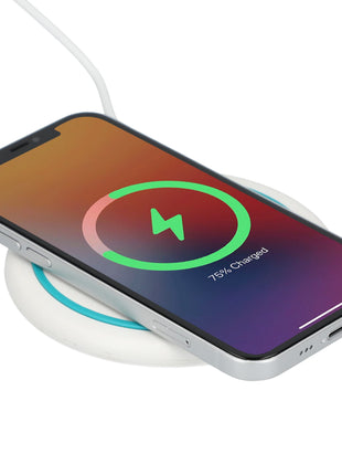 Recycled ABS Fast Wireless Charging Pad - White | PromoEO