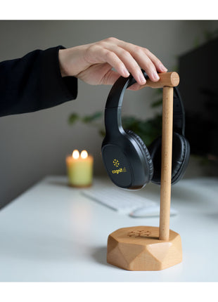 Desk Tune FSC® 100% Wood Headphone Stand - Wood | PromoEO