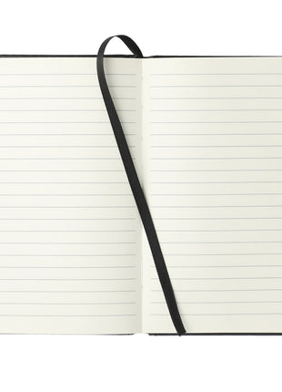FSC® Mix 5" x 7" Elastic Phone Pocket Notebook - Black | PromoEO