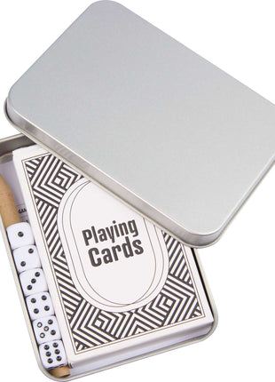 Playing Cards & Dice Game Set - Silver | PromoEO