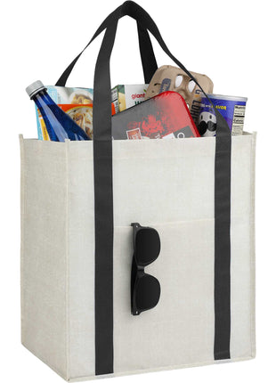Neptune Recycled Non-Woven Grocery Tote - Black | PromoEO