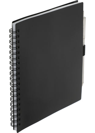 FSC® Recycled 5.5â x 7â Spiral Notebook w/ RPET Pe - Black | PromoEO