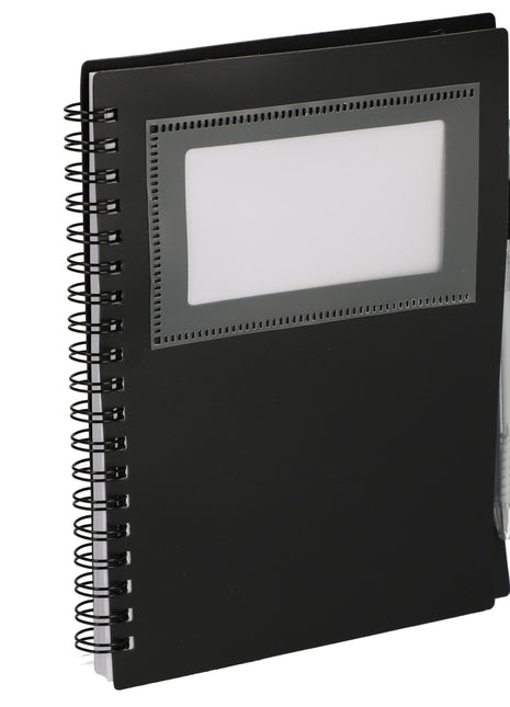 FSC® Recycled 5" x 7" Star Spiral Notebook with Pe - Black | Bullet