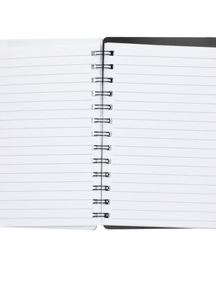 5" x 7" Recycled Dual Pocket Spiral Notebook w Pen - Black | PromoEO