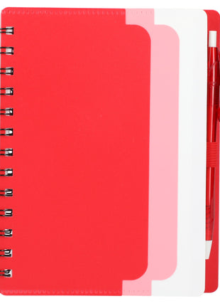 5" x 7" Recycled Dual Pocket Spiral Notebook w Pen