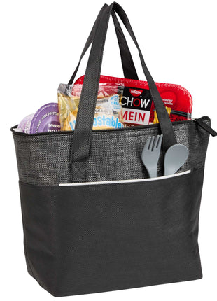 Mist Recycled 9-Can Non-Woven Tote Cooler - Black | PromoEO