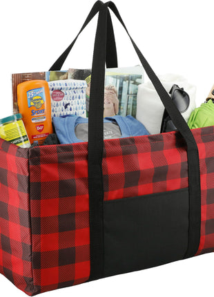 Buffalo Plaid Utility Tote - Red | PromoEO