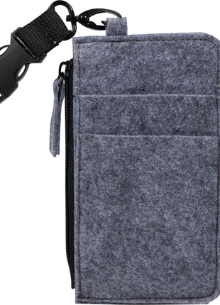 THE GOODS™ Recycled Felt Lanyard Wallet - Charcoal | The Goods