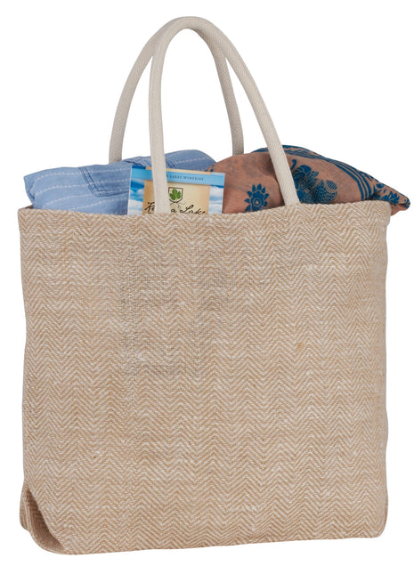 Herringbone Jute Tote - Natural | PromoEO