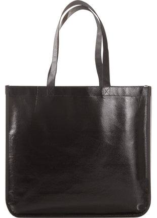 Gloss Laminated Non-Woven Shopper Tote - Black | PromoEO