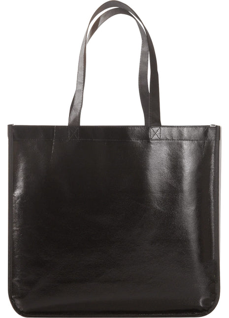 Gloss Laminated Non-Woven Shopper Tote - Black | PromoEO