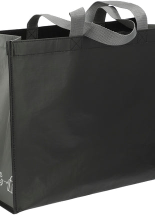 RPET Laminated Matte Shopper Tote - Black | PromoEO
