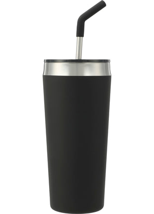 Faye 20oz Vacuum Tumbler w/ SS Straw - Black | PromoEO