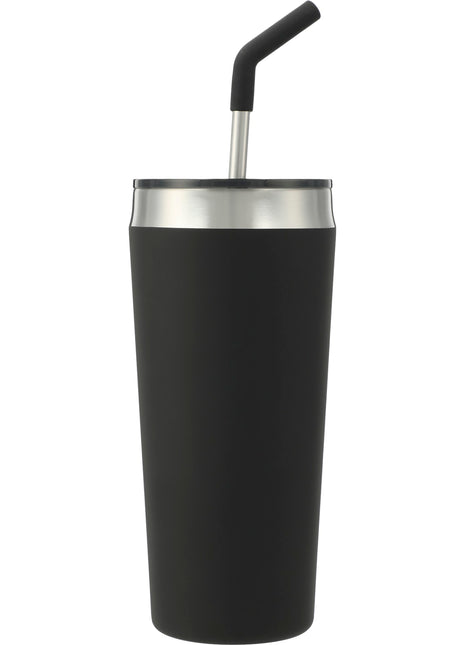 Faye 20oz Vacuum Tumbler w/ SS Straw - Black | PromoEO