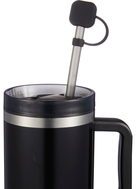 Silicone Straw Topper - Black | PromoEO