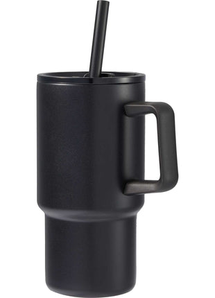 Summit 18oz Recycled Vacuum Insulated Mug w/ Straw - Black | PromoEO