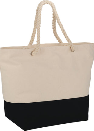 Zippered 12oz Cotton Canvas Rope Tote - Black | PromoEO