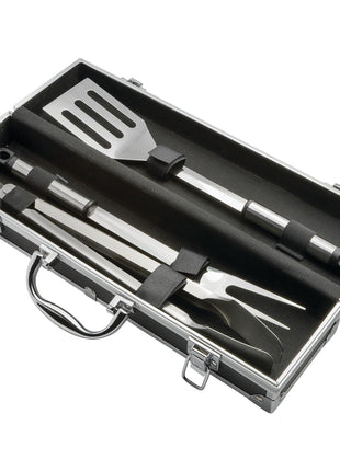 3 Piece BBQ set in Aluminum Case - Black | PromoEO