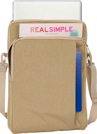 Vertical Recycled Messenger Bag - Tan | PromoEO