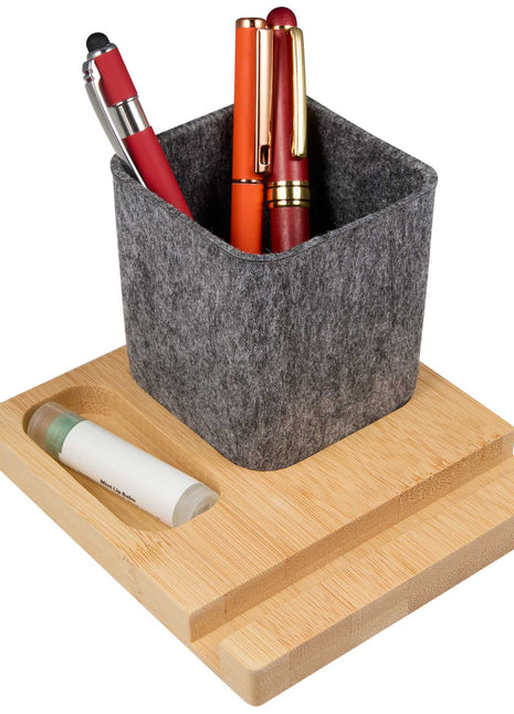 Recycled Felt & Bamboo Pen Holder