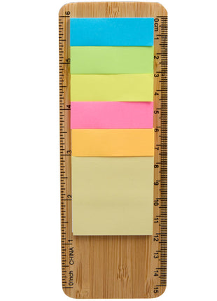 FSC® 100% Bamboo Ruler with Sticky Notes - Natural | PromoEO