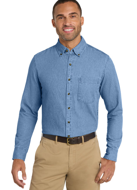 Port & Co™ Long Sleeve Value Denim Shirt. SP10 - Faded Blue | Port & Co