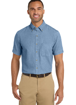 Port & Co™ Short Sleeve Value Denim Shirt. SP11 - Faded Blue | Port & Co