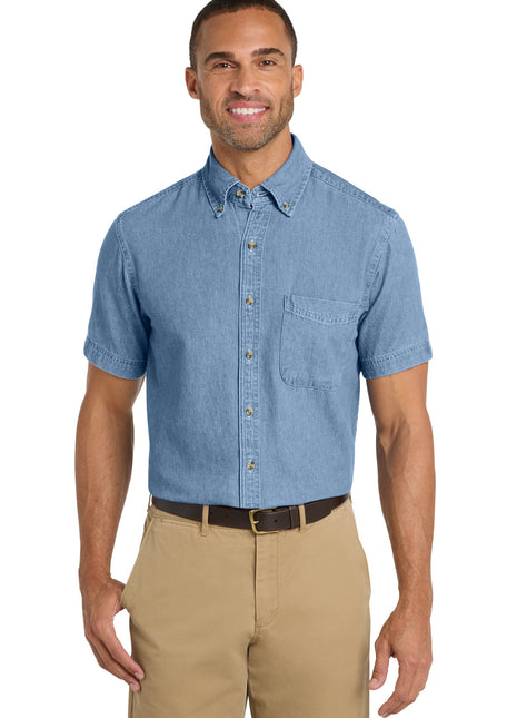 Port & Co™ Short Sleeve Value Denim Shirt. SP11 - Faded Blue | Port & Co