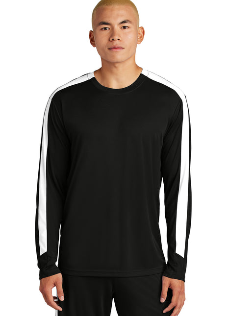 Sport-Tek® Competitor™ United Long Sleeve Crew ST100LS - Black/ White | Sport-Tek