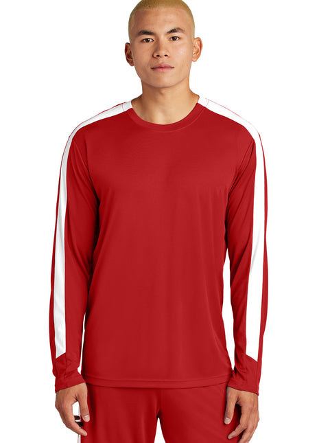 Sport-Tek® Competitor™ United Long Sleeve Crew ST100LS - Deep Red/ White | Sport-Tek