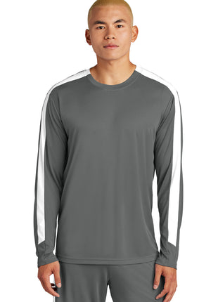 Sport-Tek® Competitor™ United Long Sleeve Crew ST100LS - Iron Grey/ White | Sport-Tek