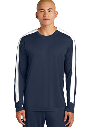 Sport-Tek® Competitor™ United Long Sleeve Crew ST100LS - True Navy/ White | Sport-Tek