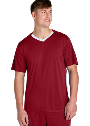 Sport-Tek® Competitor™ United V-Neck ST101 - Deep Red/ White | Sport-Tek