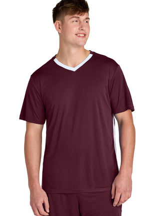 Sport-Tek® Competitor™ United V-Neck ST101 - Maroon/ White | Sport-Tek